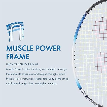 YONEX Muscle Power 22LT Carbon Graphite Strung Badminton Racket with Full Racket Cover (BlackBlue) for Intermediate Players 83 Grams Maximum String Tension 30lbs