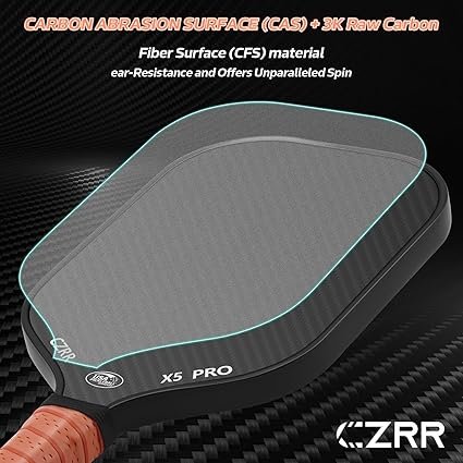 Pickleball Paddle USA Pickleball Approved 3K Raw Carbon Fiber Surface (CFS) High Grit Spin